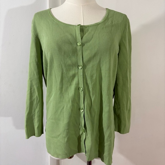 Ann Taylor Loft Green Button Down Cardigan Sweater Women’s Size M Spring Easter - Picture 1 of 11